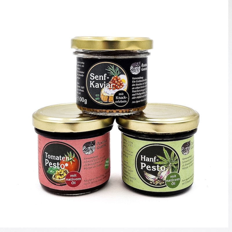 Geschenkset Pesto - natürliche Pestos & Senfkaviar
