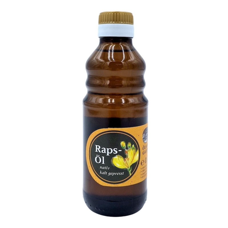 250-ml-Flasche natives kaltgepresstes Rapsöl der Ölmühle Garting aus regionaler Rapssaat