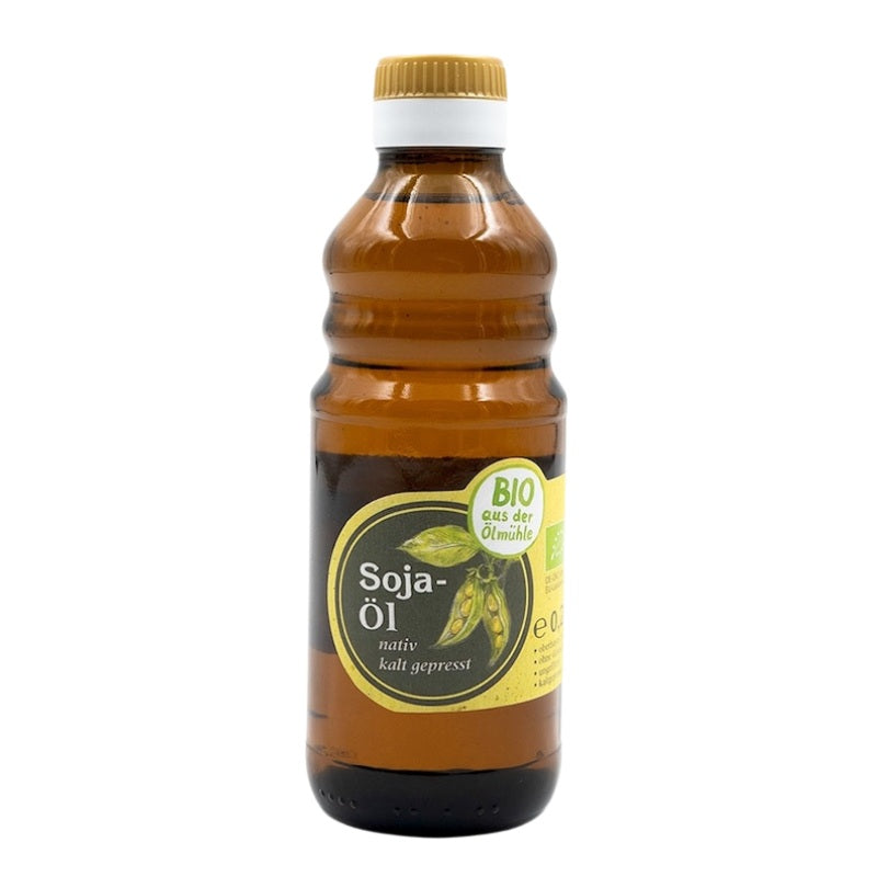 Bio Sojaöl nativ kaltgepresst in brauner Glasflasche, 250 ml – Ölmühle Garting
