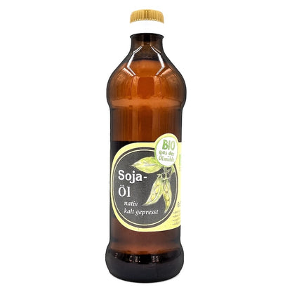 Bio Sojaöl nativ kaltgepresst in brauner Glasflasche, 500 ml – Ölmühle Garting
